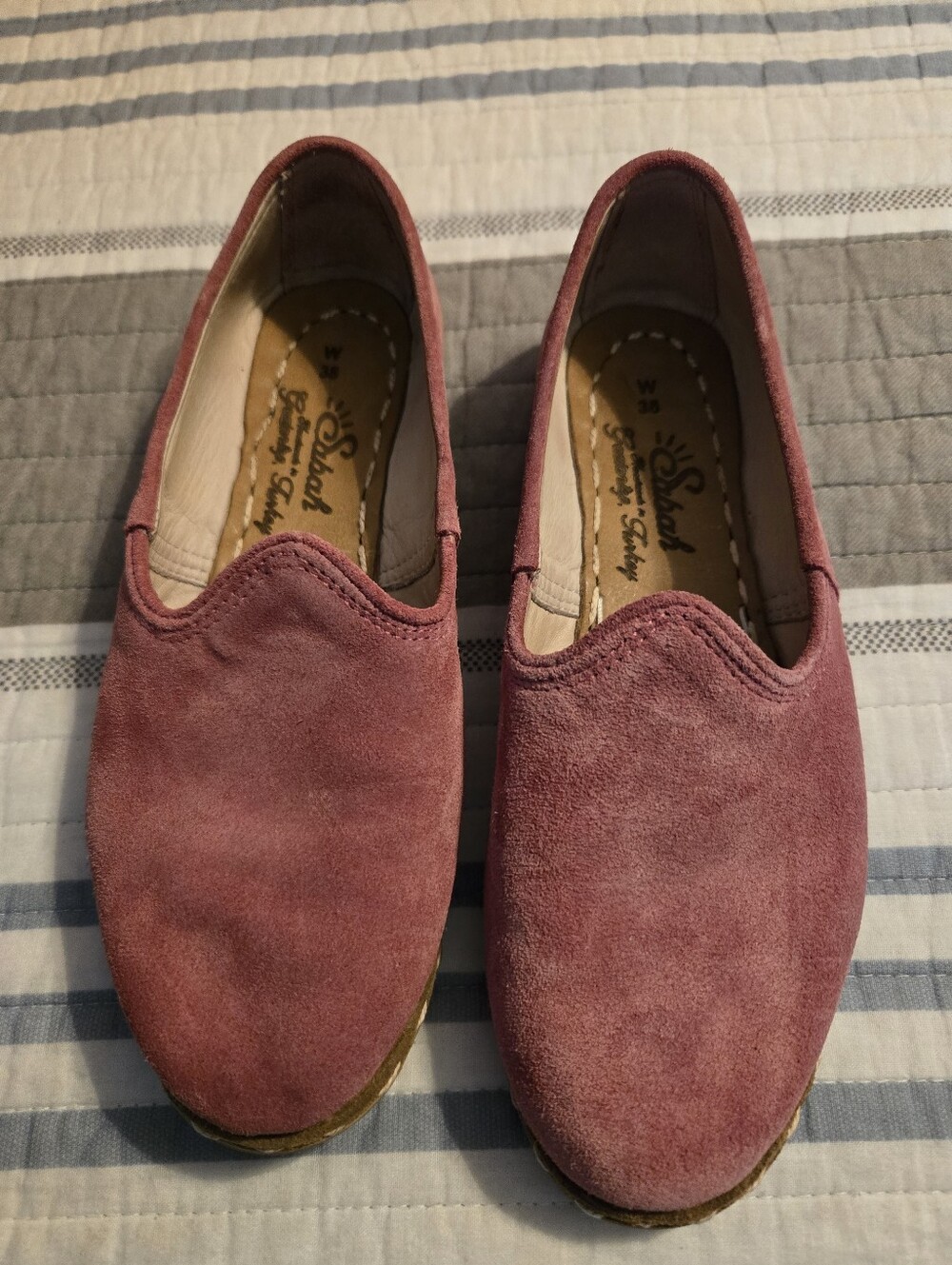 Sabah Suede Slip-On Flats in Mauve Pink